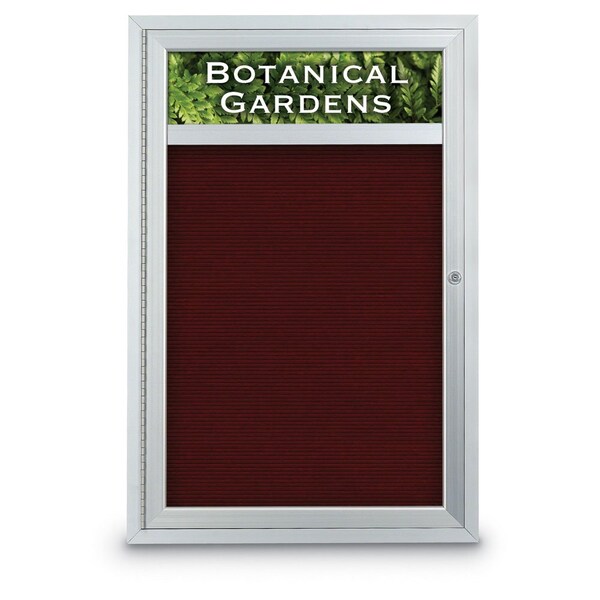 Indoor Enclosed Combo Board, 42"x32", Black Frame/Burgundy & Surf